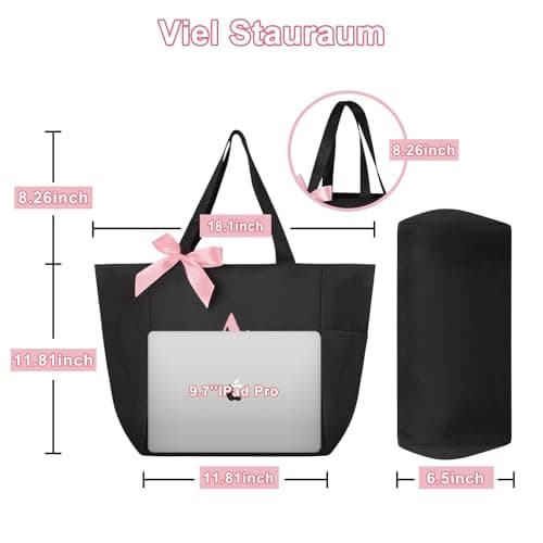 Vavabox A-Z Initial Personalized Tote Bag, Waterproof Gifts for Women, Bridesmaids, Mom, Teachers, Friends (01-Black, O) — view 3