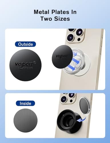 volport Self Adhesive Metal Plate Round for Magnetic Car Mount Phone Holder & Expanding Collapsible Grip: 40 mm Thin Sticky Circle Magnetic Disc Replacement for Popsocket, Phone Case, Smartphone — view 4