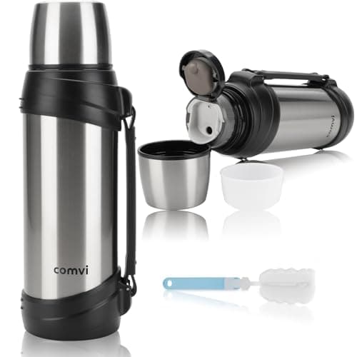 Maqash Flask for hot Drink – 2.5 Litre - 24 Hours Hot & Cold Thermal - Coffee, Tea, Gym & Car – 3 Layers (2 Steel &1 Copper Layer) Vacuum Insulated Coffee Flask - Stainless Steel- Gift Idea – Silver