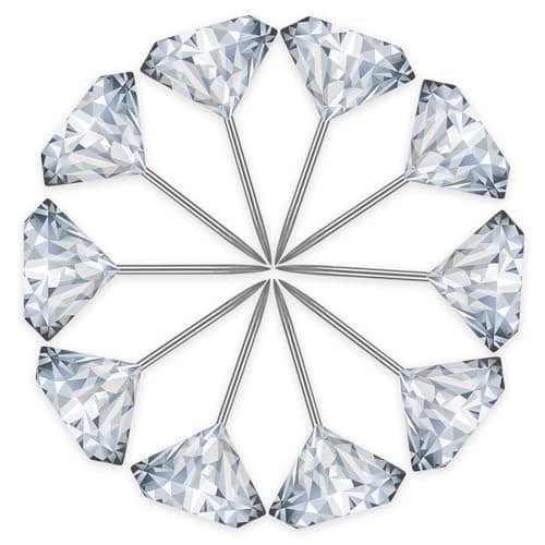 COMNICO Diamond Push Pins, 100 Pcs Clear Pushpins Stainless Steel Decorative Thumb Transparent Diamond Plastic Head Steel Pin for Office Map Calendar Art Painting