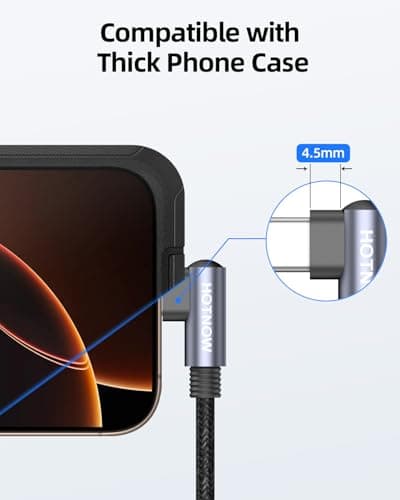 HOTNOW Right Angle USB C to USB C Cable 15cm 3Pack, short 0.15m USB C Charger cable 65W Fast Charging Cords for iPhone 15/16,Power Bank and USB C Devices — view 6