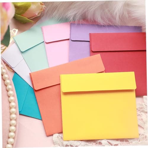 Operitacx 100pcs Envelopes for Invitations Stationery Envelopes Small Practical Letter Simple Packing Use as Documents Organizers Paper Storage Pouches Replacement Folders Random Color — view 6