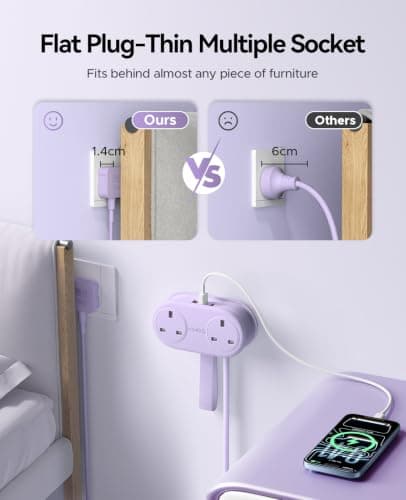 ORICO PD 20W Extension Lead 1.11M with 3 USB Slots (1 USB C) Purple, AP3PRO — view 6