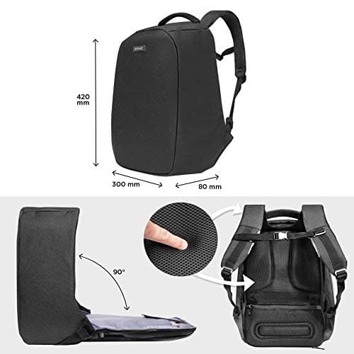 Duronic LB22 Anti-Theft Laptop MacBook Backpack | Rucksack | Travel Bag | University | College |School | 13.3" – 15.6" Internal Laptop Sleeve | Water Resistant — view 5