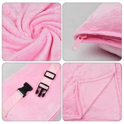 Wisebom Travel blanket 2 in 1, Soft and warm travel pillow and blanket, Ultralight Portable travel blanket airplane with soft bag pillowcase for Airline travel Business trip and Office (pink) — view 3