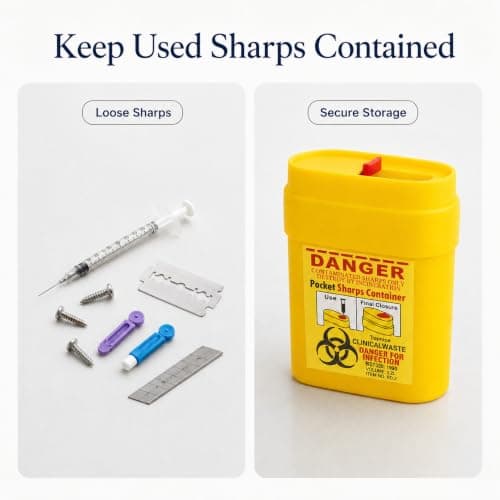 4 Pack Travel Sharps Bin Small - Portable Sharps Box for Needles, 0.2L Each — view 4