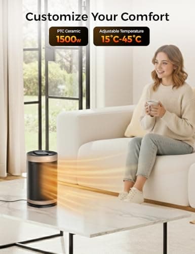 EcoNour 11" Space Heater for Home Low Energy Silent, 1500W WiFi Smart Electric Heater, Portable PTC Ceramic Heater with App & Voice Control, Thermostat, 12H Timer, 4 Modes, Bedroom Office Conservatory — view 5