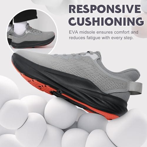 JOINFREE Men’s Slip-On Walking Shoes Wide Fit Lightweight Cushioned Non Slip Shoes Breathable Mesh Comfortable Athletic Trainers for Gym, Running & Everyday Use Dark Grey Size 10 — view 4