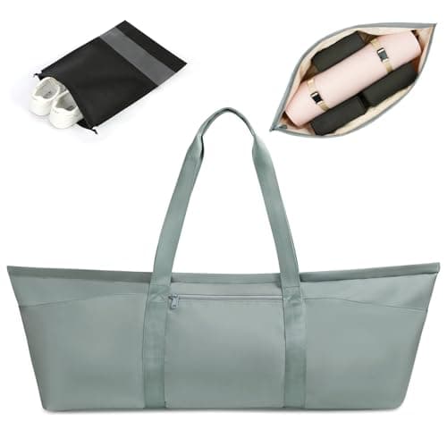 Aucuu Large Yoga Mat Bag, Gym Bag, Travel Yoga Gym Bag for Women Men, Gray Green, Nylon, Classic, Unisex