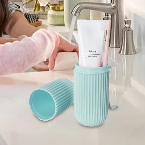 Travel Toothbrush Storage - PP Portable Wash Cup Organizer Large Capacity, Multifunction Hygiene Carry Case Container, Compact Personal Care Packing Solution, Split Design Case with Separate Dry Wet S — view 3