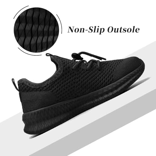 AZSDXS Boy’s & Girl's Trainers Slip-On Kids Trainers Outdoor Sports Kids Shoes Running Tennis Sneakers Non Slip Athletic Shoes PE Trainers A Black — view 4