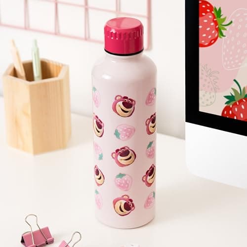 Paladone Lotso Pink Metal Water Bottle with Screw-Top Lid Reusable Stainless Steel 500ml, Officially Licensed Disney Pixar Toy Story Merchandise for Kids, Teens, Adults, School, Work — view 3