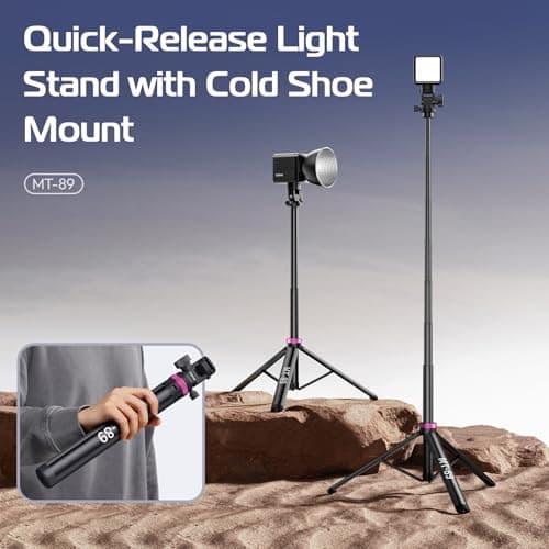 ULANZI MT-89 Portable Adjustable Light Stand with 1/4" Screw Quick Release, 82" Extendable Tripod Aluminum, 360° Ball Head Camera Phone Tripod for Camera Video Light Smartphone, Lightweight for Trave — view 2