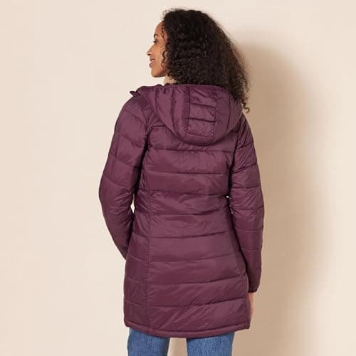 Amazon Essentials Women's Lightweight Water-Resistant Packable Hooded Puffer Jacket (Available in Plus Size), Burgundy, XXL — view 3