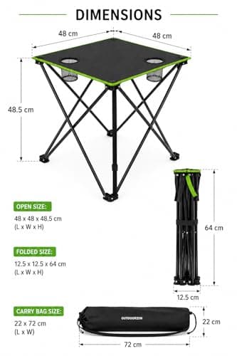True Face Portable Folding Camping Table with Cup Holders,Small Compact Beach Camp Table with Carrying Bags for Camping, Beach, BBQs & Festivals Black One Size — view 3
