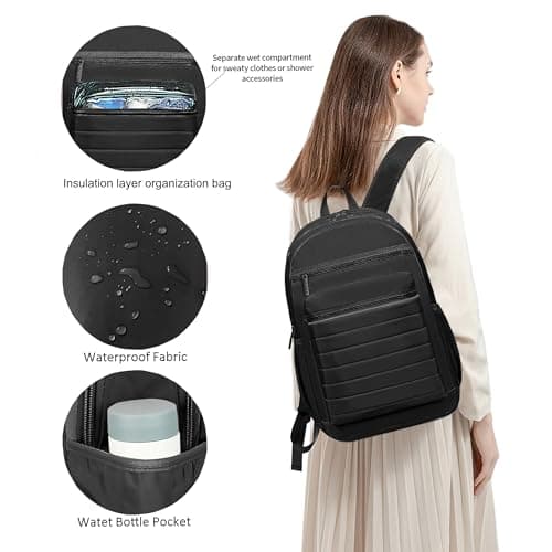 KEOFID Anti-Thief Travel Backpack for Men and Women, Backpack Purse for Women, Casual Back Pack for College(Carbon Black) — view 2