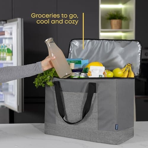 Fineway 60L Large Cool Bag - Thermal Large Cooling Bag with Shoulder Strap, Insulated Shopping Bags for Frozen Food - Water-Resistant Freezer Bags for Shopping, Grocery, Picnic, Camping, Beach, Travel — view 5