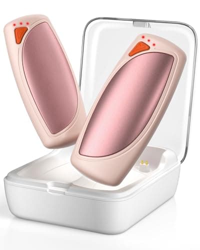 Hand Warmers Rechargeable with Charging Case, 14000mAh Dual-Sided Electric Portable Hand Warmers, Long-Lasting Heat for Cold Hands, Camping, Golf, and Gift for Women & Men - Pink
