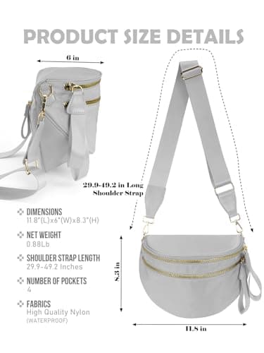 Women's Crossbody Waist Bag, Spacious Women's Waist Bag, Oversized Waist Bag, 11.0 Inches X 8.6 Inches X 4.5 Inches, Casual — view 3