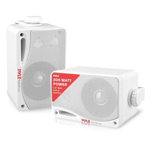 Pyle Outdoor Waterproof Wireless Bluetooth Speaker - 3.5 Inch Pair 3-way Active Passive Weatherproof Wall, Ceiling Mount Dual Speakers System w/Heavy Duty Grill, Patio, Indoor Use