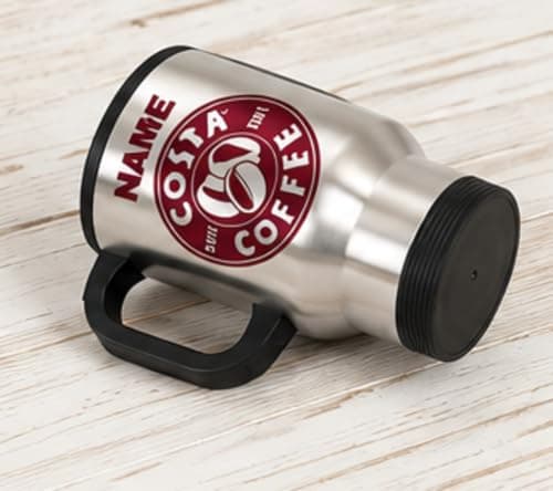 CiderPressMugs Costa Coffee Personalised Silver Travel Mug – Custom Name Printed Coffee & Tea Cup – Reusable Travel Mug – Gift for Coffee Lovers — view 4