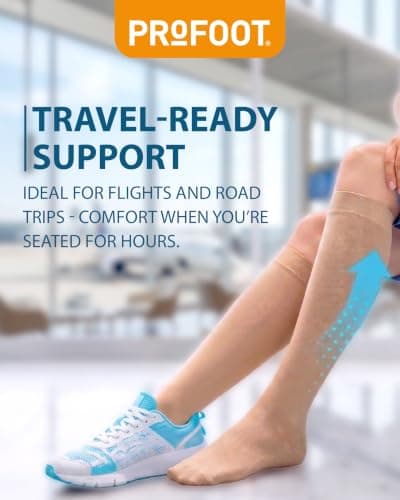 Profoot Flight Compression Socks, Clinically Proven Compression Socks for Travel, Reduces The Risk of Deep Vein Thrombosis (DVT), High Knee Supportive Socks For Flights — view 6