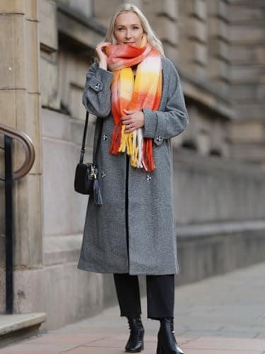 Style Slice Oversized Tartan Blanket Scarf for Women, Pink-01 — view 6