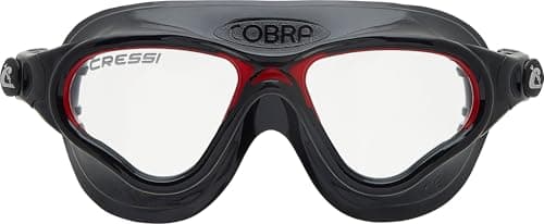 Cressi Cobra Anti Fog Premium Swim Goggles Mask - Black/Red