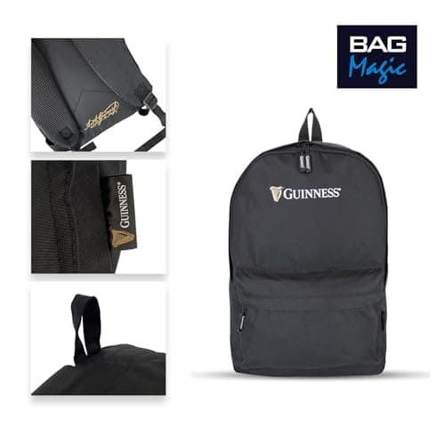 Guinness Backpack & Cooler Bag Set – Official 15” Laptop Rucksack (42x32x11cm) + 9L Insulated Lunch Bag | Work, School & Travel Bundle | Lightweight Black Bags with Adjustable Straps & Bottle Holders — view 3