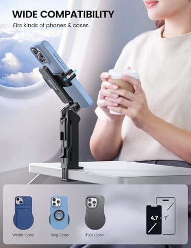 Lamicall Airplane Phone Holder for Travel - [Upgrade Wide Clip] Phone Mount — view 2