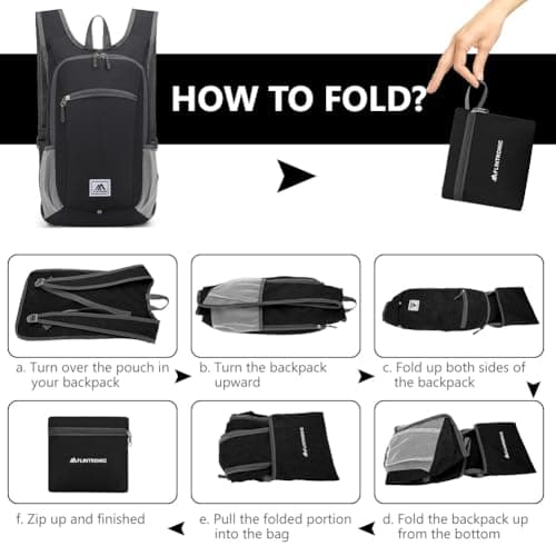 flintronic Foldable Backpack, Ultra Lightweight Rucksack, 16L Hiking Backpack, Unisex Packable Backpack For Men Women, Waterproof Travel Daypack For Outdoor Sport Biking Hiking Climbing — view 6