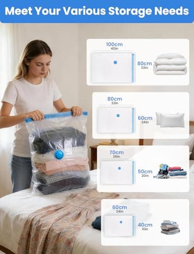 Vihoom Vacuum Storage Bags 8 Pack, Vacuum Pack Bags for Clothes and Travel — view 2