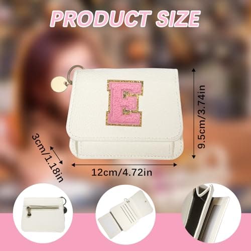 Girls Wallet, Initial Women's Wallets, White Small Wallet for Kids with 5 Card Slots Holder, Personalised Purses Gifts for Girls and Women, Birthday Gift, Christmas Gifts, Travelling Wallets Gift (E) — view 2