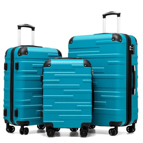 COOLIFE 3 Piece Suitcase Set, Durable Luggage Set for Family with TSA Lock