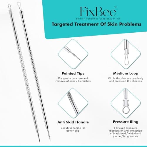 Blackhead Remover Tool - Pimple Popping Kit - Whiteheads, Acne Comedone Extractor, Milia Remover, Pimple Popper, Black Head Remove Tools Set with Face Blackhead Remover Tweezer - 5PC Spot Popping Kit — view 6