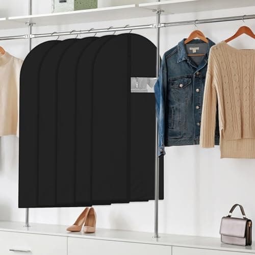 2 Packs Long Garment Bag, Garment Bag for Suit Dress, Garment Bags for Hanging Clothes, Dust-Proof Garment Bags with Clear Pockets, Breathable Dress Bags for Suits Coats(Black 120x60cm) — view 4