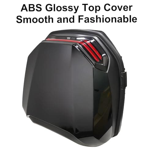 LGVOA Motorbike Top Box with Reflective Strip & Lock, Black — view 4