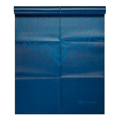 Gaiam Yoga Mat Folding Travel Fitness & Exercise Mat | Foldable Yoga Mat for All Types of Yoga, Pilates & Floor Workouts, Blue Sundial, 2mm