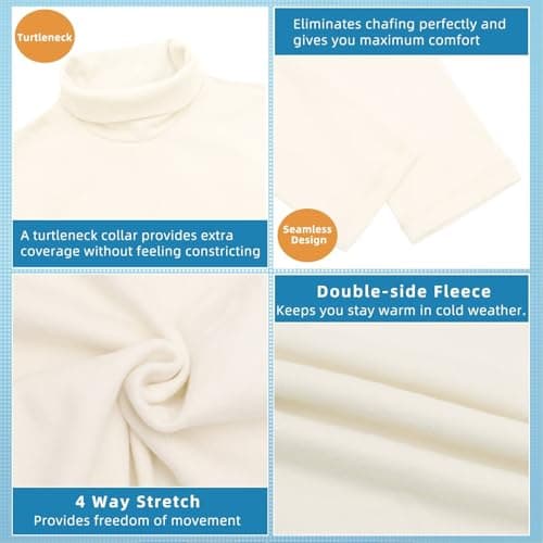Sillictor Thermal Tops Womens Long Sleeve High Neck Ski Base Layer Women Fleece Tops Ladies Thermals Underlayer for Running Golf Hiking Cycling,Warm Quick Dry Sweat Wicking 117 Beige XL — view 5