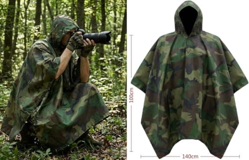 Harrington Marley Camouflage Poncho Waterproof Hooded Rain Hiking Shooting Army Fishing Camo, Rain Poncho — view 2
