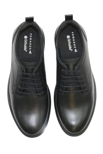 Pegasus Men's Ortholite Premium Wide Fit Leather Lace-Up Shoes Black — view 6