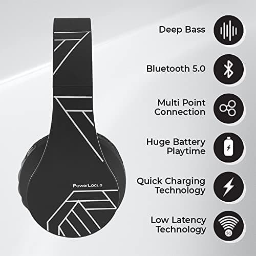 PowerLocus Bluetooth Headphones Over Ear, Wireless Headphones with Microphone, Foldable Headphone, Soft Memory Foam Earmuffs & Lightweight, Micro SD/TF, FM Radio for iPhone/Android/Tablet/PC/TV — view 2