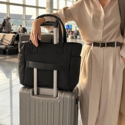 DINSAGE Tote Bags for Women Puffer Work Tote Bag with Compartments Lightweight Laptop Bag with Zip Large Ladies Hand Bags Womens Shoulder Teacher Nurse College Handbag for Work School Uni Travel — view 3