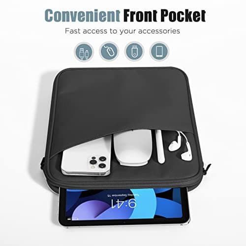 TiMOVO 9-11" Tablet Sleeve Bag with Pocket, Black — view 6