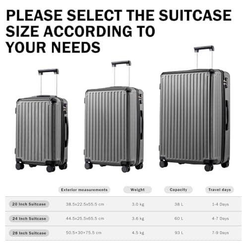 COOLIFE 24 Inch Medium Suitcase, Hardshell Trolley Lightweight ABS+PC — view 2