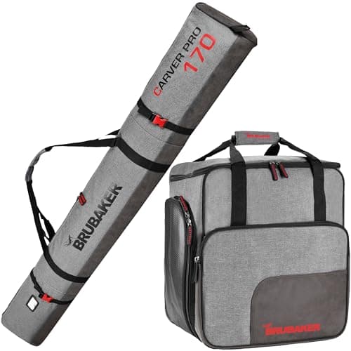 BRUBAKER Combo 'Super Performance' Ski Boot Bag and 'Carver Performance' Padded Ski Bag up to 170 cm / 66 7/8" Black/Grey