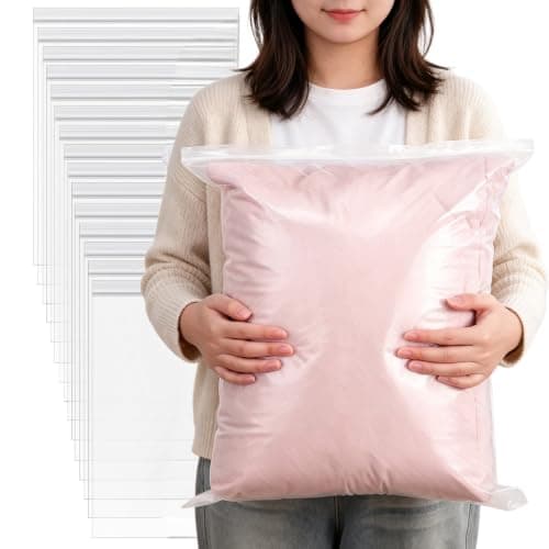 10 Pack Large Ziplock Bags for Clothes 40x50 cm, Clear Waterproof Resealable Plastic Storage Bags, Travel Luggage Organizer with Press Seal for Clothing Blankets Bedding