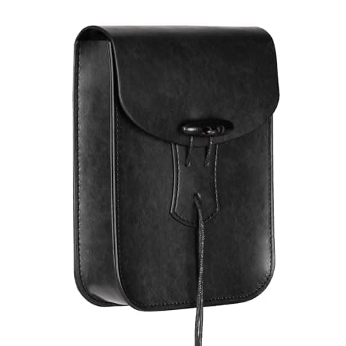 HiiFeuer Medieval Faux Leather Belt Bag, Vintage Renaissance Belt Pouch Fanny Pack Purse, Waist Bag Cosplay for Ren Faire (Black A) — view 5