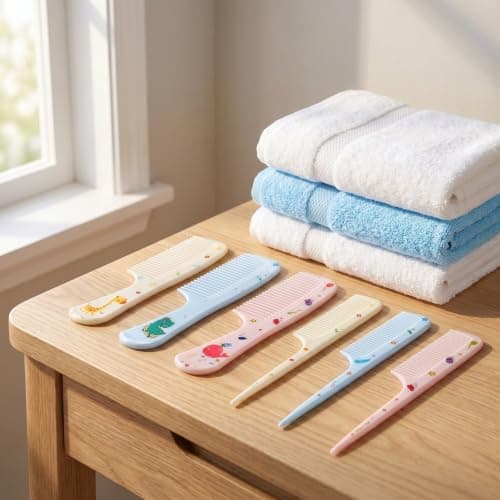 Baby Hair Brush and Comb Set, Cute Toddler Hair Brush Kids Hairbrush, Fine Tooth Detangling Comb and Rat Tail Parting Comb for Newborn Girls Boys, Childrens Hair Styling Products — view 6