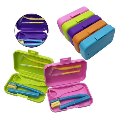 Portable Toothbrush Box Orthodontic Oral Hygiene Tools Kits Interdental Brush Tongue Scraper Travel Teeth Whitening(Orange) — view 3